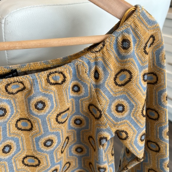 Zara Jacquard Geometric Print Knit Long Sleeve Off Shoulder Crop Top Size L - Picture 5 of 14